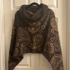 Brown paisley poncho. One size